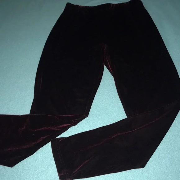 𝅺Season’s Collection velvety texture shimmery wine color pull on leggings size M - Picture 2 of 7